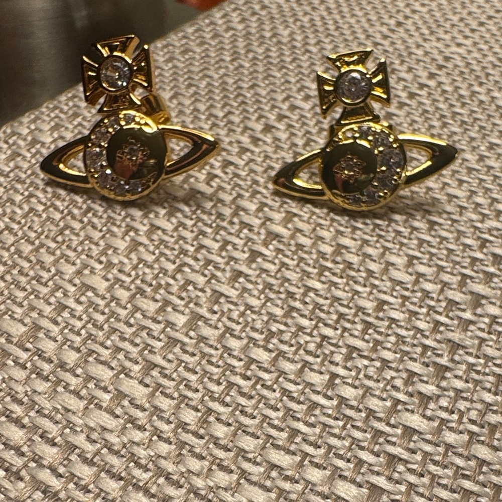 NWOT Vivienne Westwood Gold Women's Earrings with Crystal Embellishment